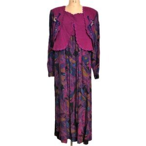 Vintage maxi long cottagecore meets grannycore dress with vest